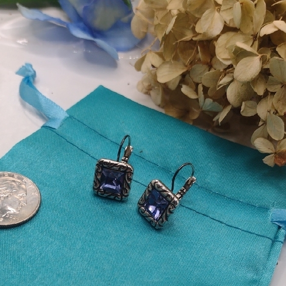 Brighton Purple and Silver Dangle Earrings with Classic Charm - Picture 1 of 2